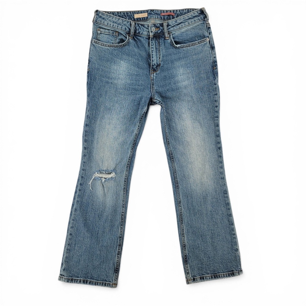 Pilcro Anthropologie Womens 29 Jeans High Rise Straight Distressed Medium Wash‎